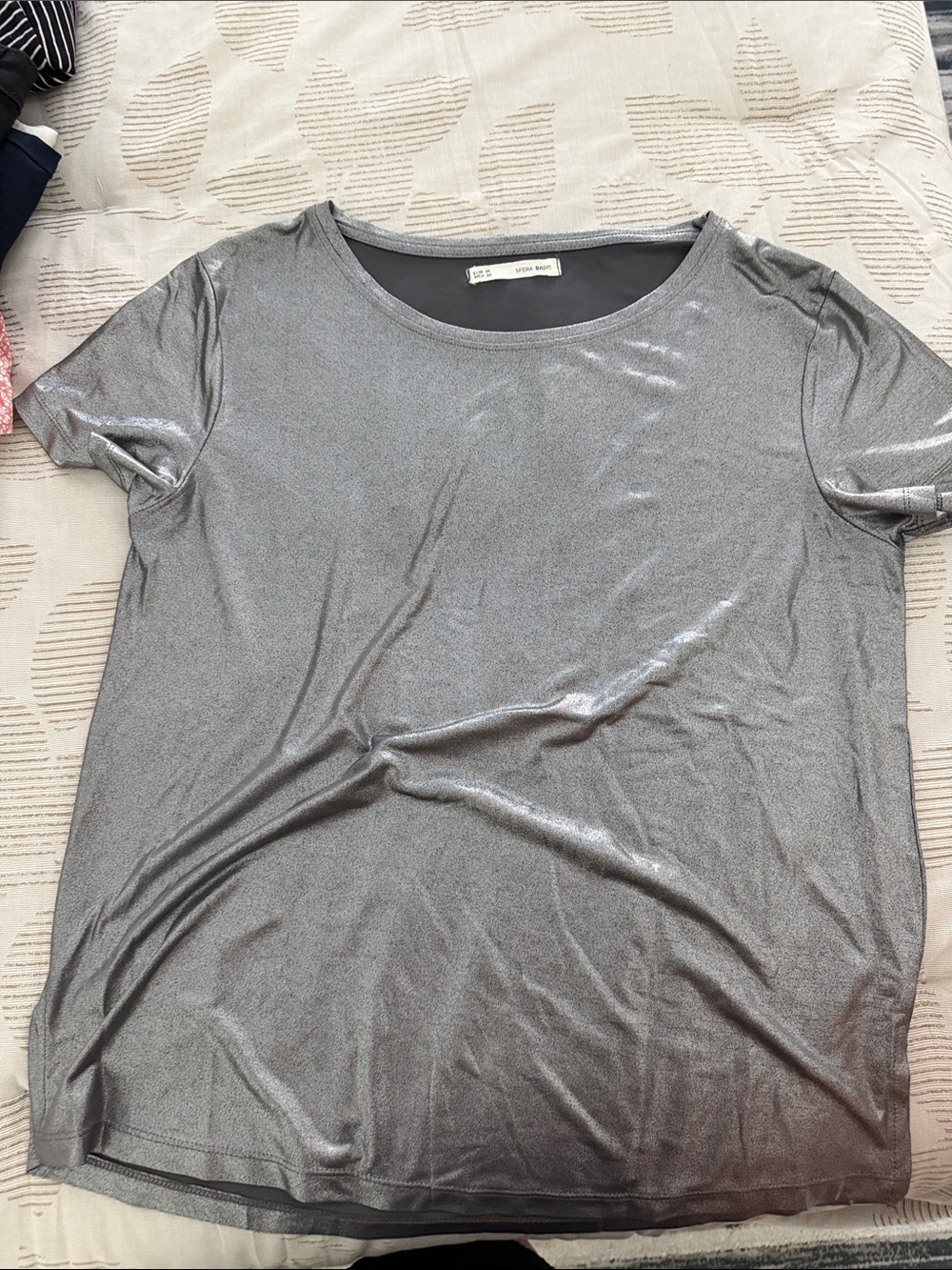 Women’s Metallic Silver Short Sleeve Tee by Sfera